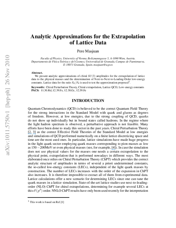 (PDF) Analytic Approximations for the Extrapolation of Lattice Data