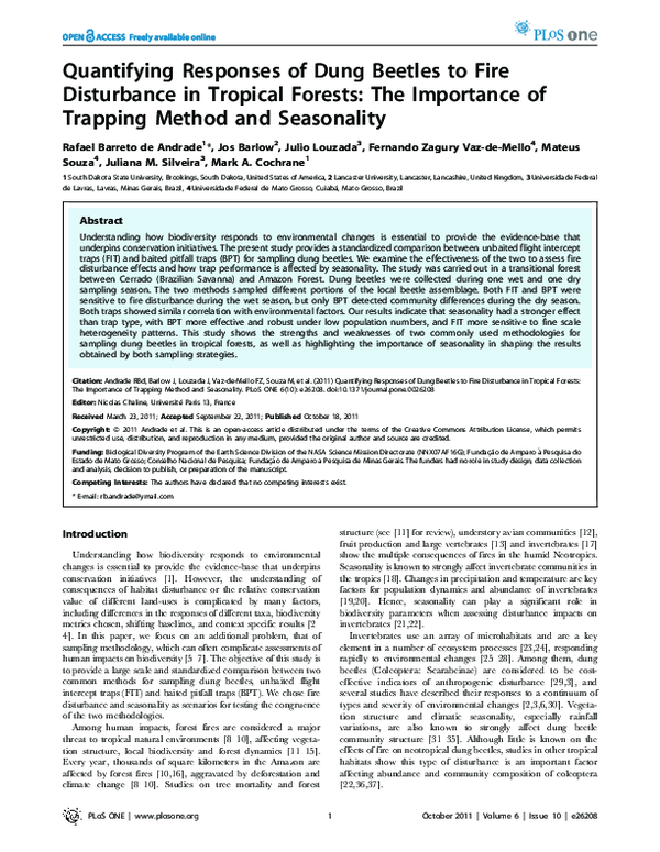 (PDF) Quantifying Responses of Dung Beetles to Fire Disturbance in ...