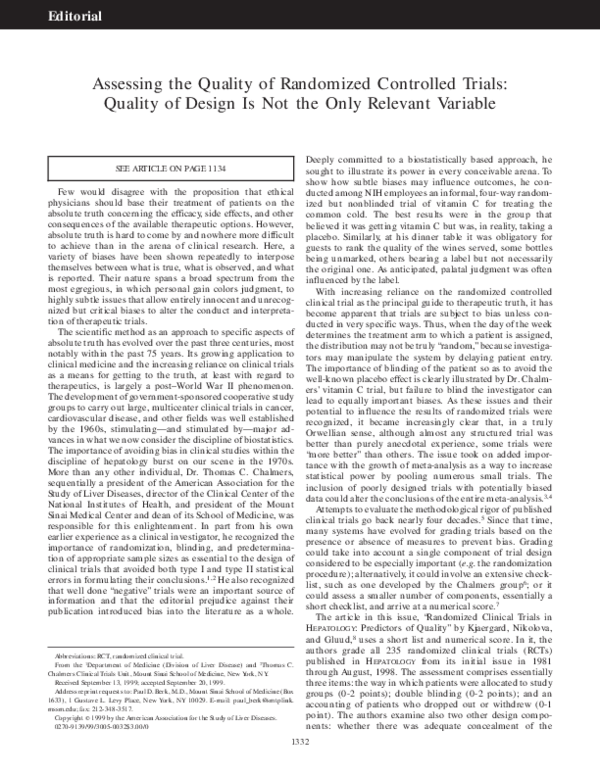 (PDF) Assessing the quality of randomized controlled trials: Quality of ...