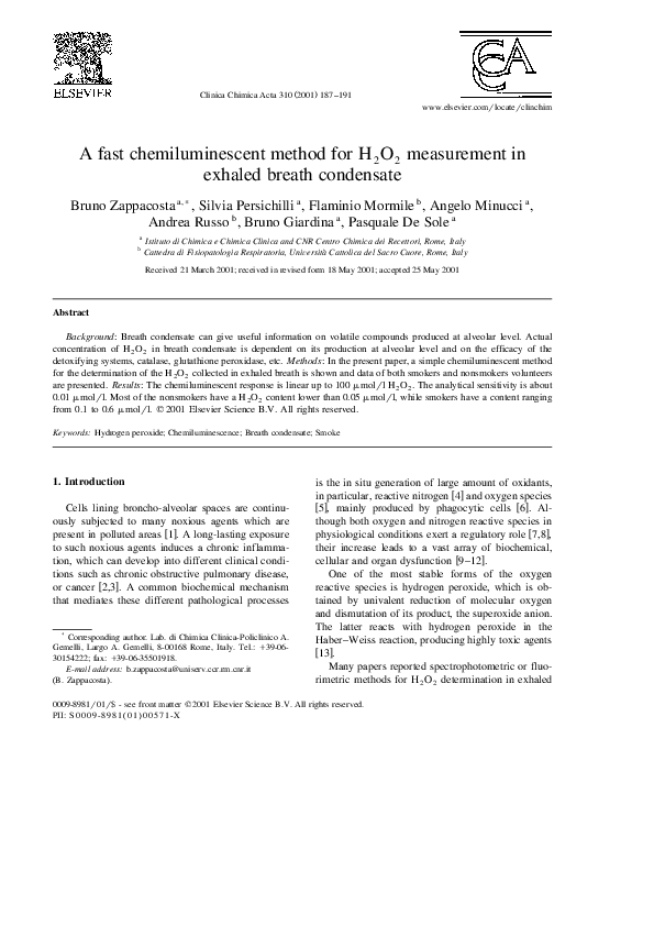 (PDF) A fast chemiluminescent method for H2O2 measurement in exhaled ...