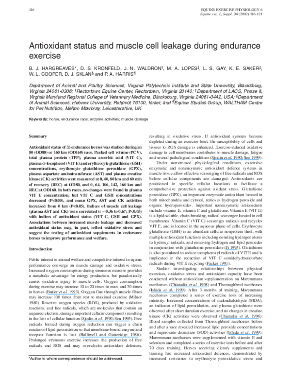 (PDF) Antioxidant status and muscle cell leakage during endurance