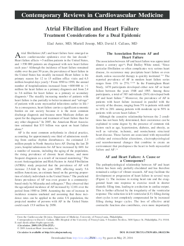 (PDF) Atrial Fibrillation and Heart Failure: Treatment Considerations ...