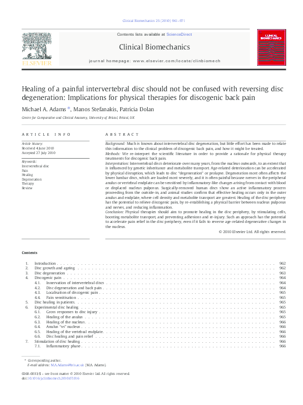 (PDF) Healing of a painful intervertebral disc should not be confused ...