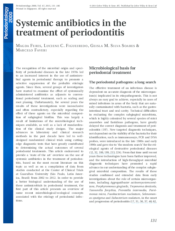 (PDF) Systemic antibiotics in the treatment of periodontitis Magda