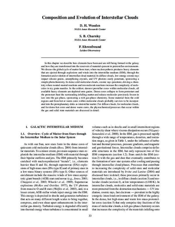 (PDF) Composition and evolution of interstellar clouds