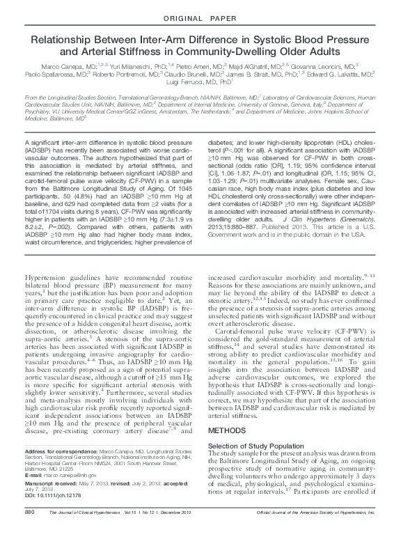 (PDF) Relationship Between Inter-Arm Difference in Systolic Blood ...