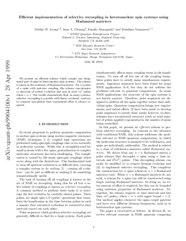 (PDF) Efficient implementation of coupled logic gates for quantum ...