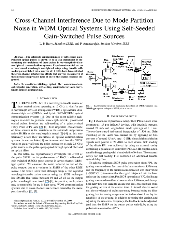 (PDF) Cross-channel interference due to mode partition noise in WDM ...