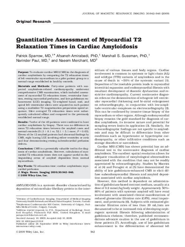 (PDF) Quantitative assessment of myocardial T2 relaxation times in ...