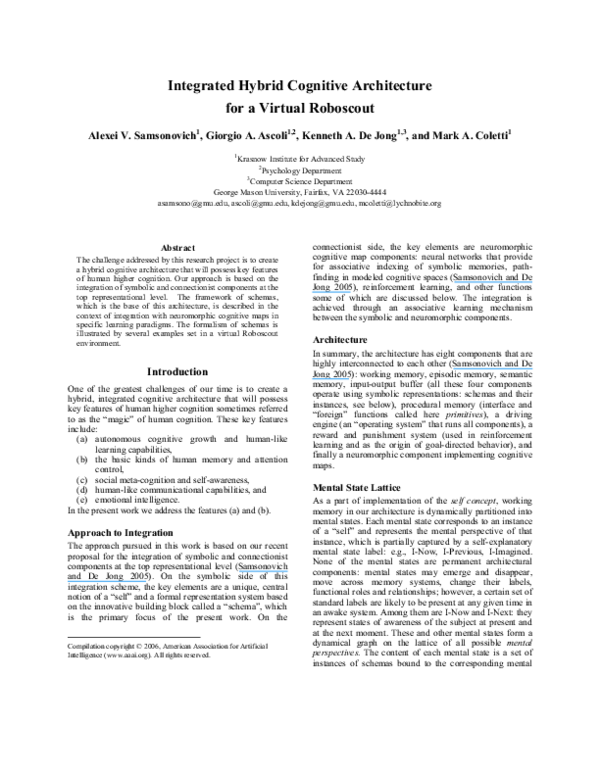 (PDF) Integrated Hybrid Cognitive Architecture for a Virtual Roboscout