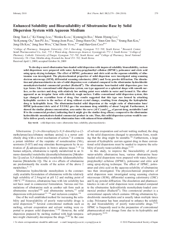(PDF) Enhanced solubility and bioavailability of sibutramine base by ...