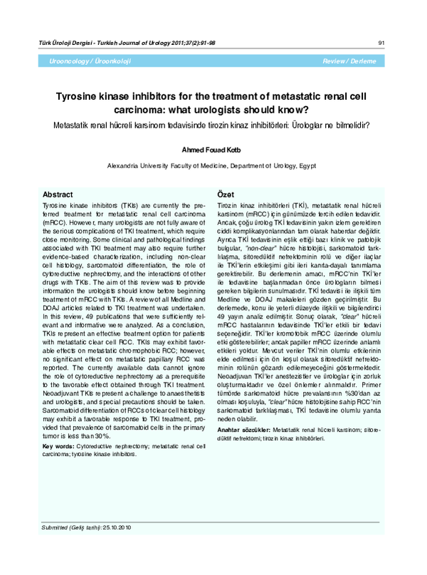 (PDF) Tyrosine kinase inhibitors for the treatment of metastatic renal ...