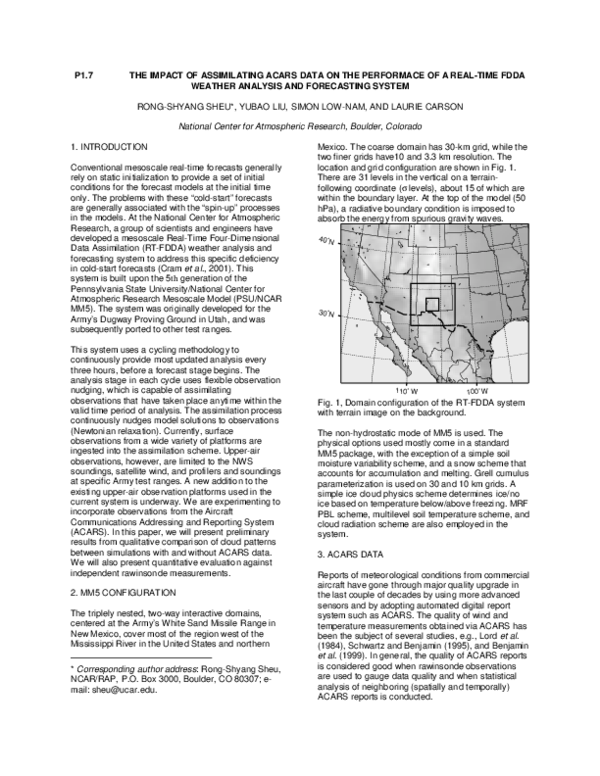 (PDF) The Impact of Assimilating Acars Data on the Performace of a Real ...