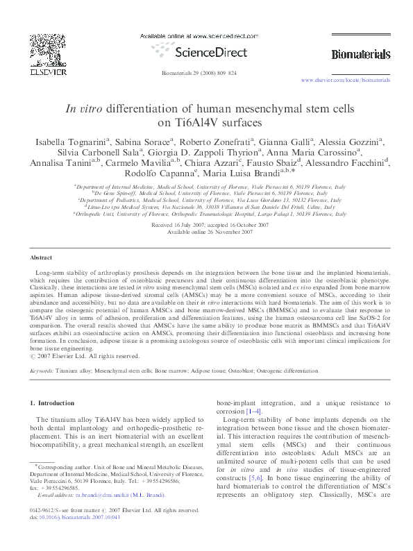 (PDF) In vitro differentiation of human mesenchymal stem cells on ...