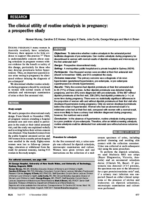 (PDF) The clinical utility of routine urinalysis in pregnancy a