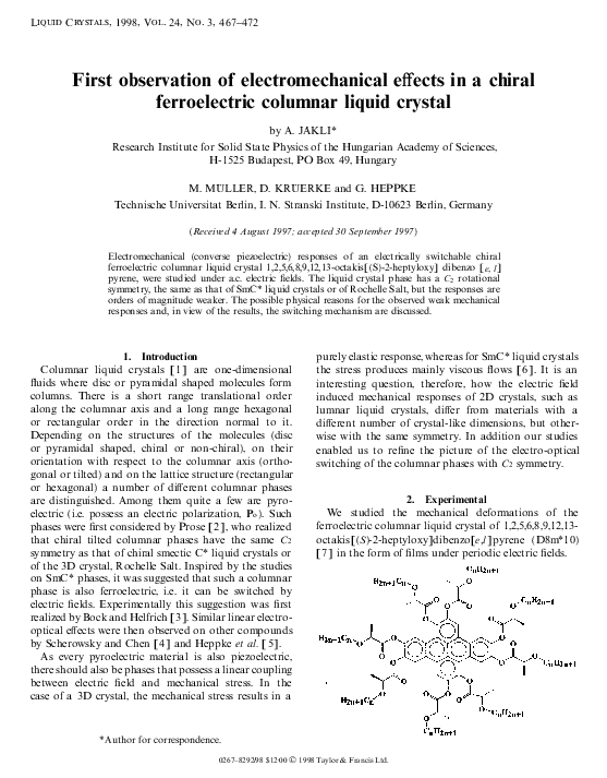 (PDF) First observation of electromechanical effects in a chiral ...