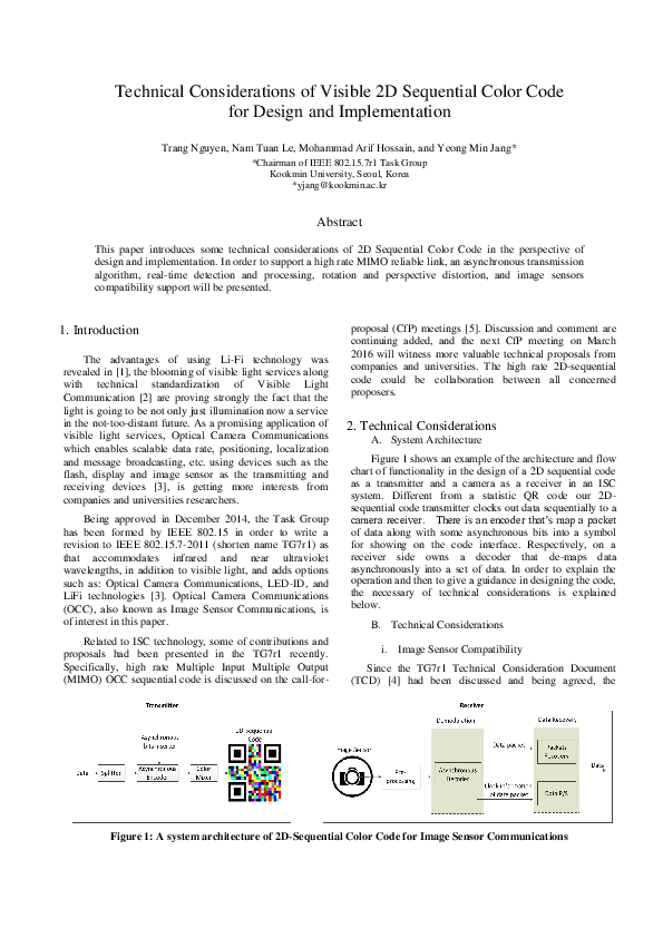 (PDF) Technical Considerations of Visible 2D Sequential Color Code for ...