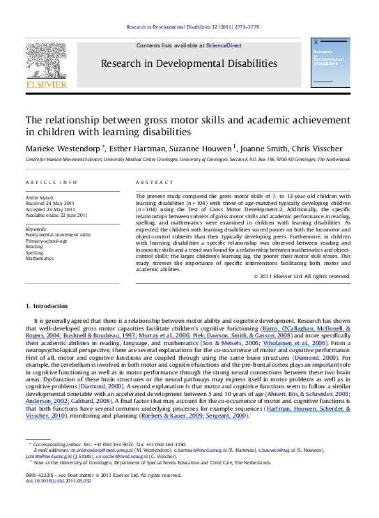 (PDF) The relationship between gross motor skills and academic ...