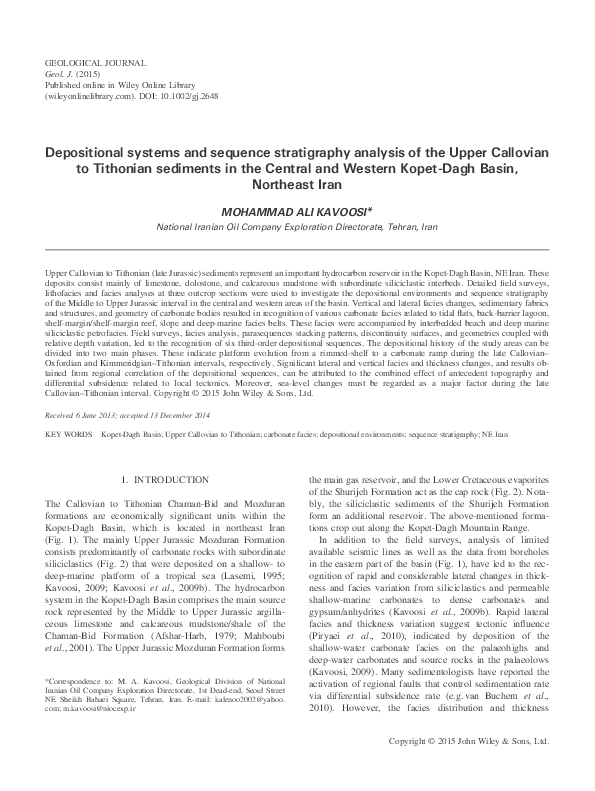 (PDF) Depositional systems and sequence stratigraphy analysis of the ...