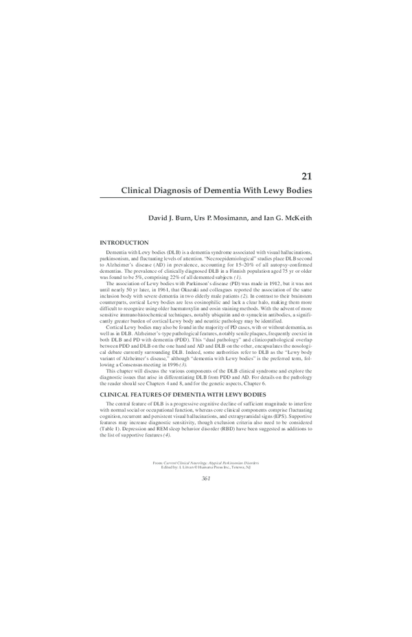 (PDF) Clinical Diagnosis of Dementia With Lewy Bodies