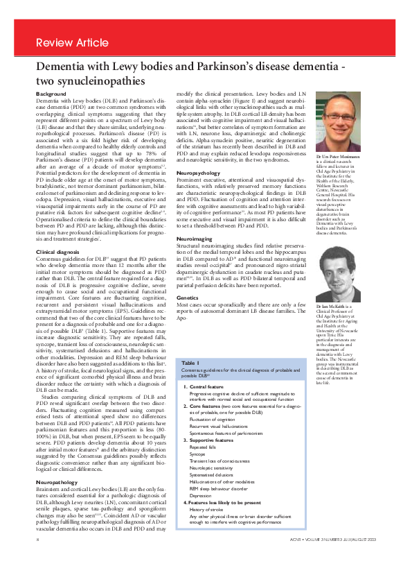 (PDF) Dementia with Lewy bodies and Parkinson's disease dementia