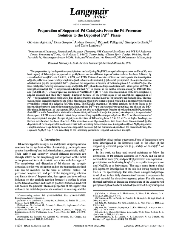 (PDF) Preparation of Supported Pd Catalysts: From the Pd Precursor ...
