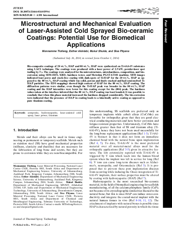 (PDF) Microstructural and Mechanical Evaluation of Laser-Assisted Cold ...