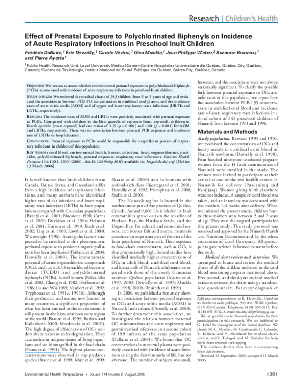 (PDF) Effect of Prenatal Exposure to Polychlorinated Biphenyls on ...