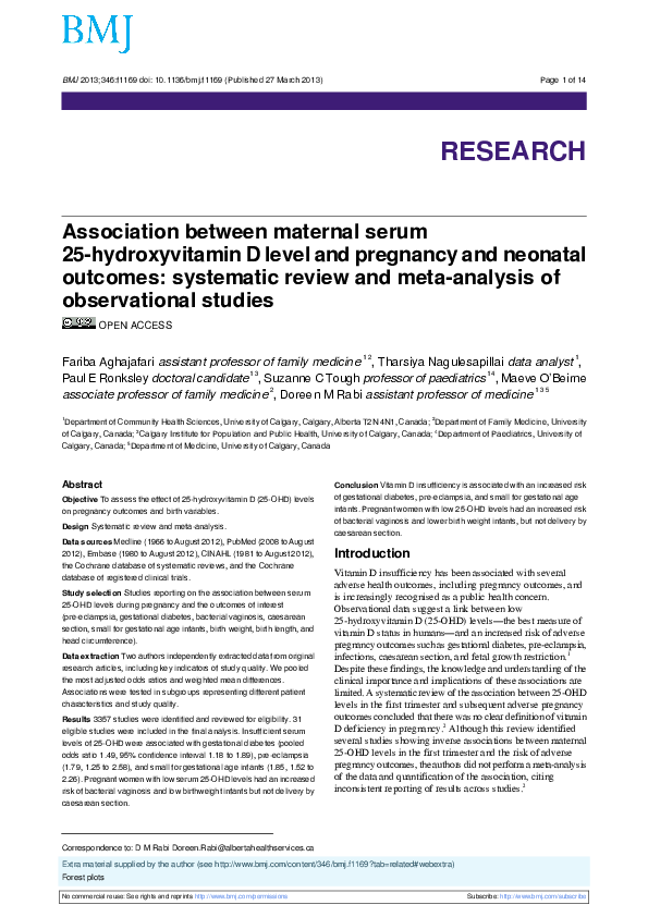 (PDF) Association between maternal serum 25-hydroxyvitamin D level and ...