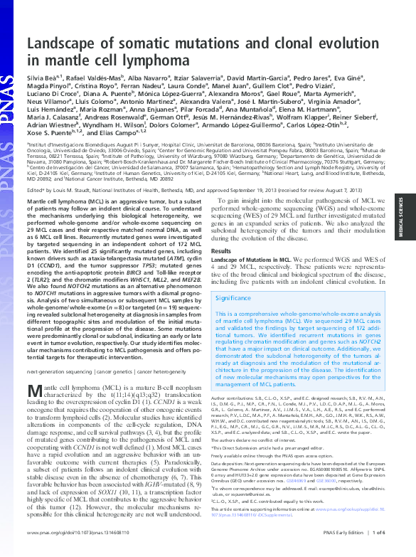 (PDF) Landscape of somatic mutations and clonal evolution in mantle ...