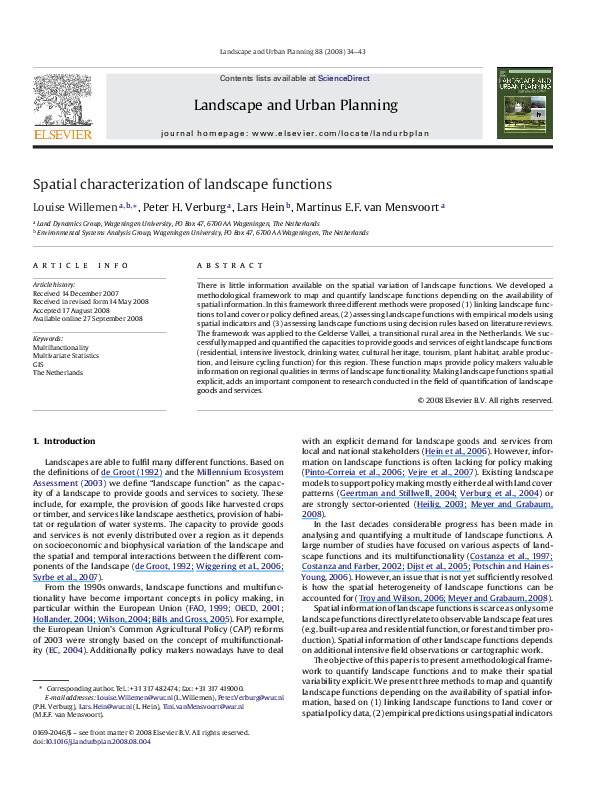 (PDF) Spatial characterization of landscape functions