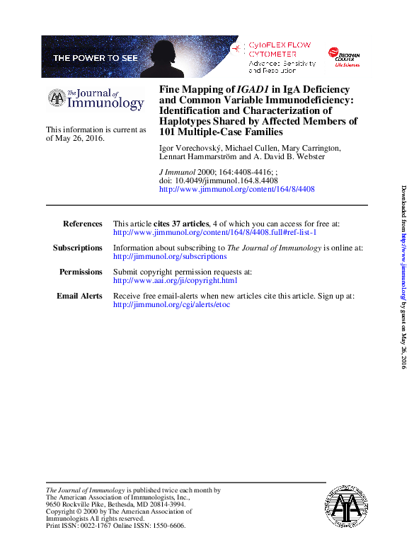 (PDF) Fine Mapping of IGAD1 in IgA Deficiency and Common Variable ...