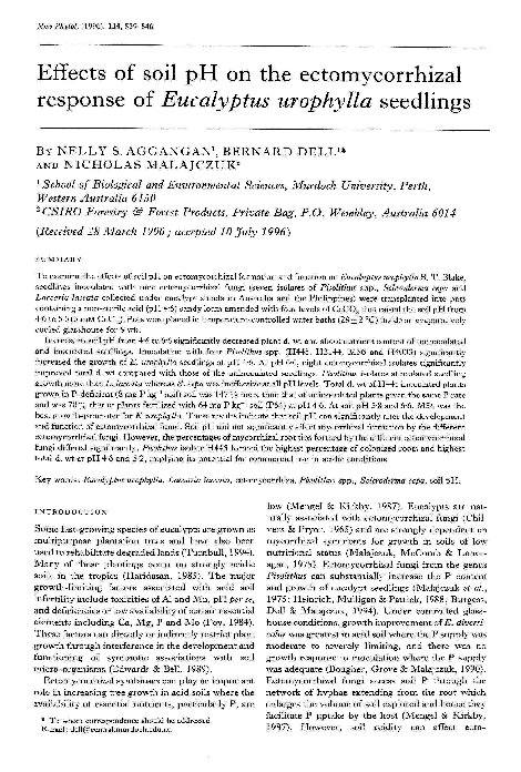 (PDF) Effects of soil pH on the ectomycorrhizal response of Eucalyptus ...