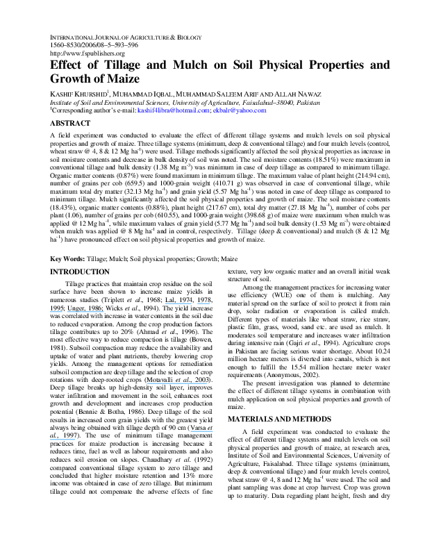 (PDF) Evaluating the Impact of Different Tillage Regimes and Nitrogen