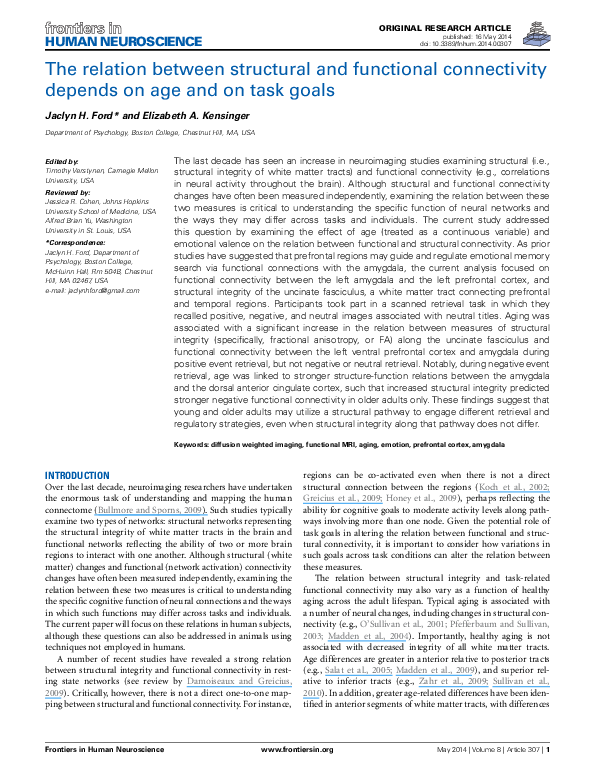 Structural And Functional Connectivity