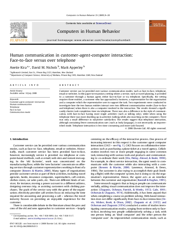 (PDF) Human communication in customer-agent-computer interaction: Face ...