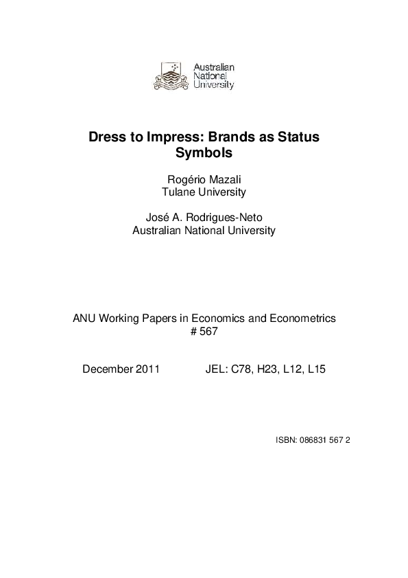 (PDF) Dress to impress Brands as status symbols Rogerio Mazali