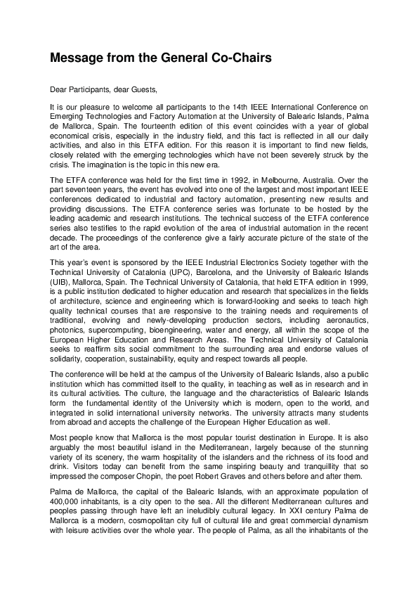 (PDF) Message from the General Co-Chairs