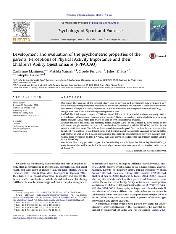 (PDF) Development and evaluation of the psychometric properties of the ...