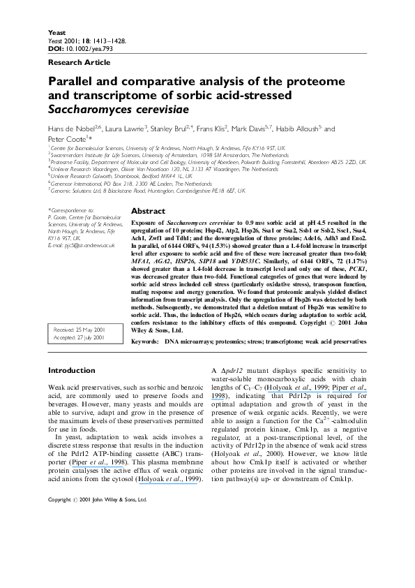 (PDF) Parallel and comparative analysis of the proteome and ...