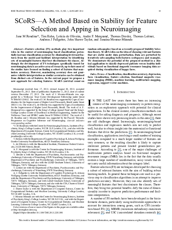 (PDF) SCoRS—A Method Based on Stability for Feature Selection and ...