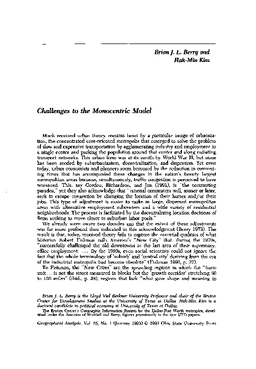 (PDF) Challenges to the Monocentric Model