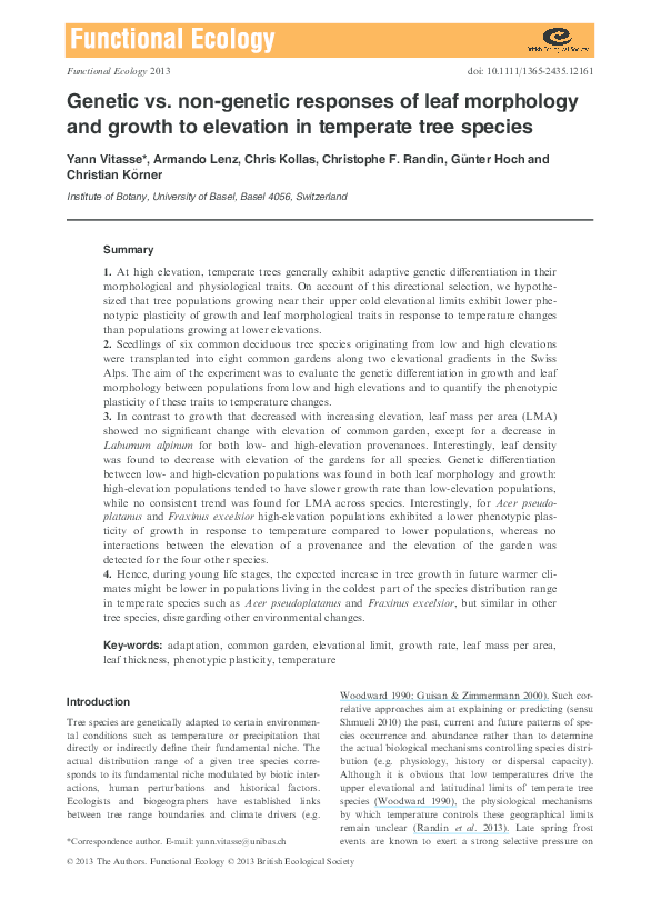 (PDF) Genetic vs. non‐genetic responses of leaf morphology and growth ...