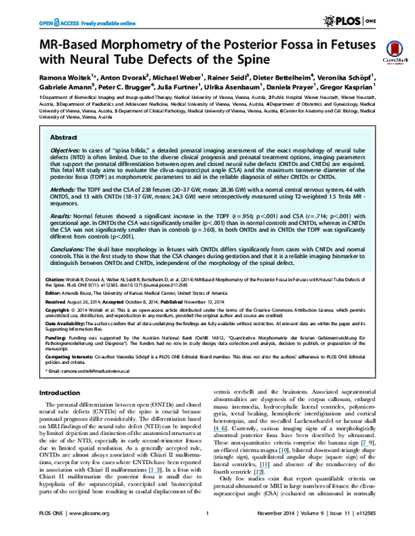 (PDF) MR-Based Morphometry of the Posterior Fossa in Fetuses with ...