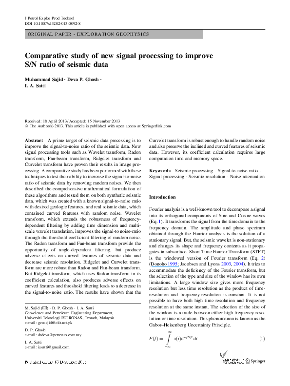 (PDF) Comparative study of new signal processing to improve S/N ratio ...