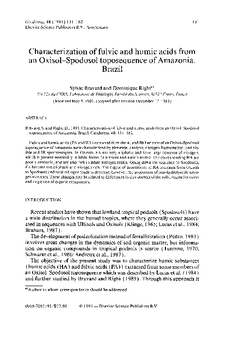 (PDF) Characterization of fulvic and humic acids from different ...