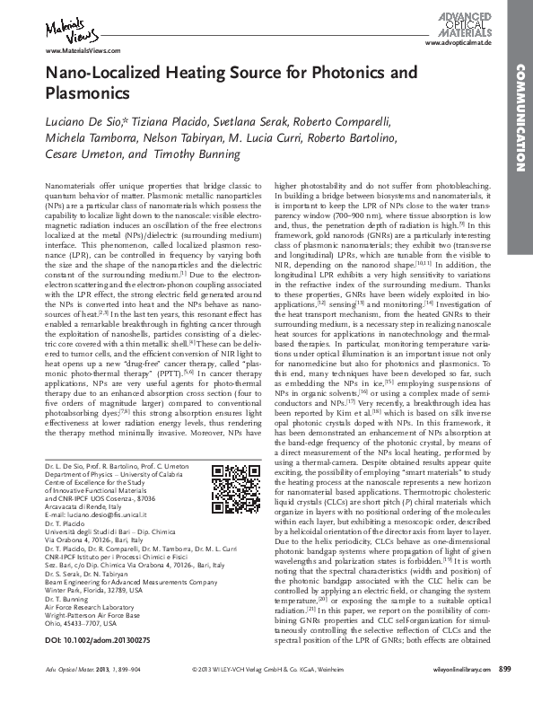 (PDF) Nano-Localized Heating Source for Photonics and Plasmonics