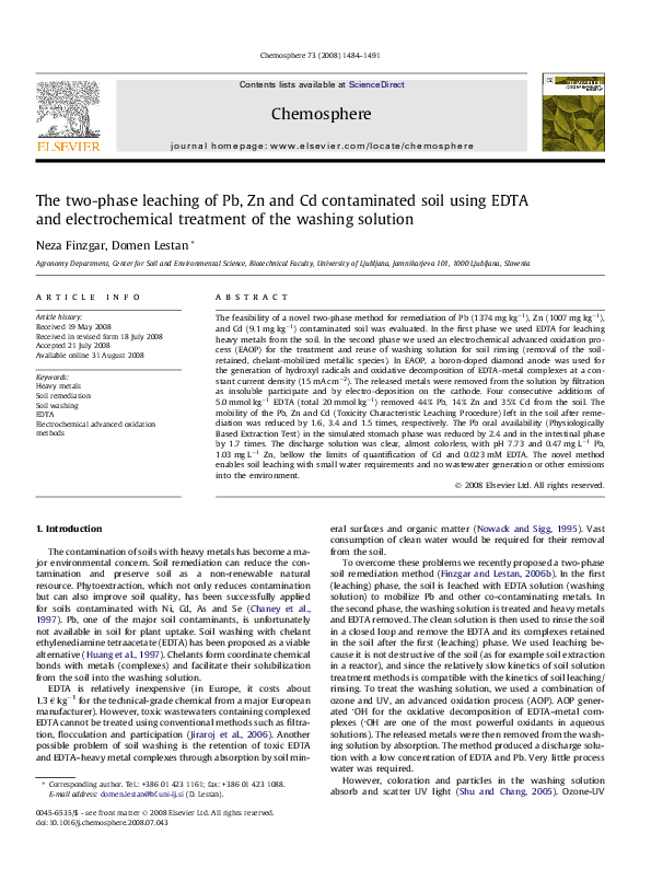 (PDF) The two-phase leaching of Pb, Zn and Cd contaminated soil using ...