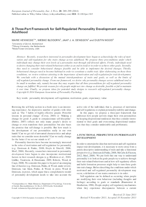 (PDF) A Three-Part Framework for Self-Regulated Personality Development ...