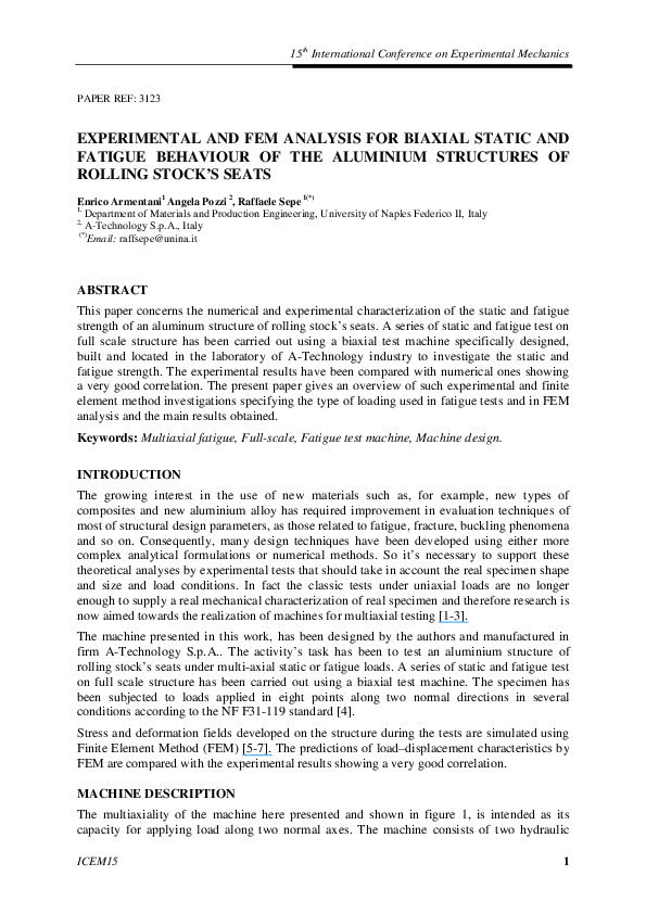 (PDF) Experimental and FEM analysis for biaxial static and fatigue ...